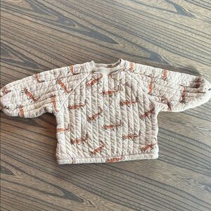 Kids Beige Fox Print Quilted Top